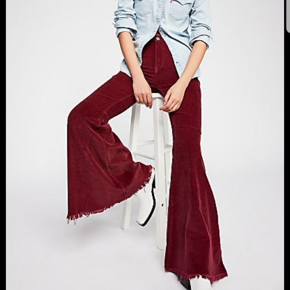 Free People Just Float On Cord Flare Maroon/Berry
